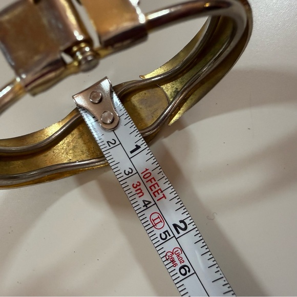 Vintage 70’s 80’s art deco burgundy Red calla Lily Enamel Clamper bracelet - Picture 11 of 17